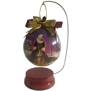 Vint-Hallmark 1996 Matrix Mattel Barbie decoupage ball ornament on a stand 8”